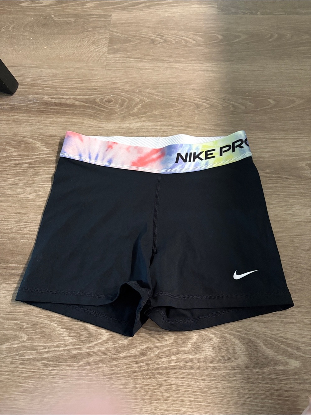 Nike Black Bike Shorts with Rainbow Elastic Waistband